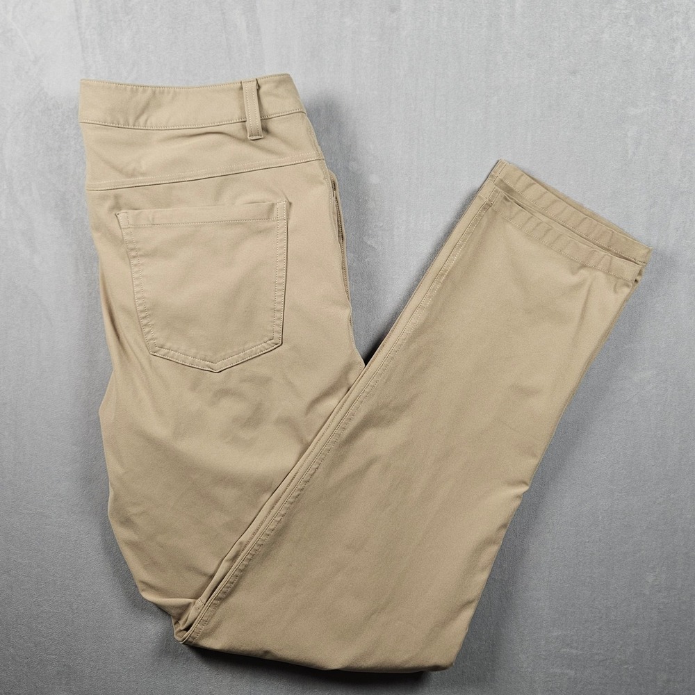 Lululemon ABC Classic Fit Pant Mens 33 (Fits 35x33) Tan Khaki Warpstreme Chino